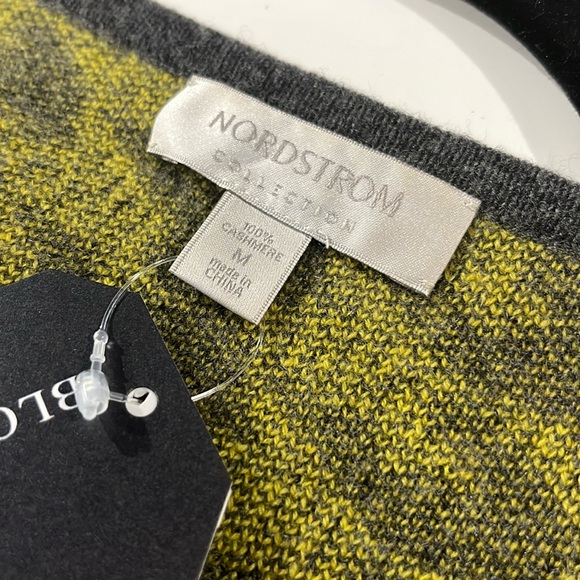Nordstrom Yellow and Grey Houndstooth Cashmere Cardigan - Picture 8 of 9